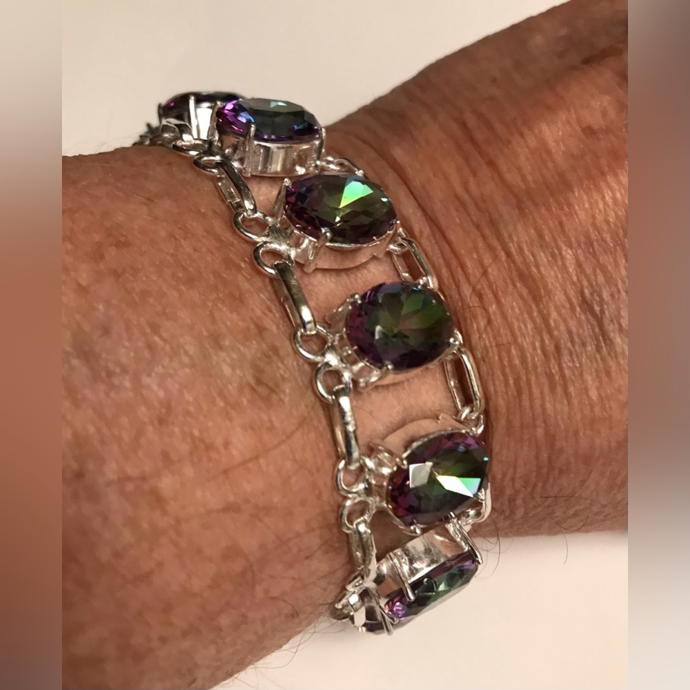 Mystic Topaz Stamped 925 Sterling Silver Bracelet